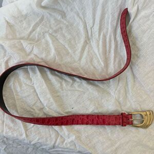 Haffer 9020 Women's Textured Geometric Gold Prong Buckle Brown Belt Size L